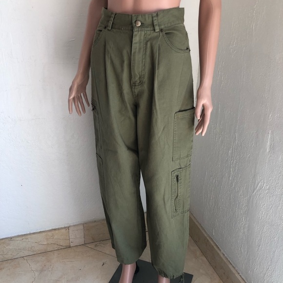 Forever 21 High-Rise Army Green Cargo Utility Joggers Pants Women’s Size M - Picture 14 of 16